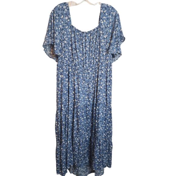 BloomChic Ditsy Floral Pocket Square Neck Shirred Ruffles Dress 2X, NWT - Picture 4 of 7